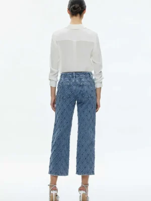 Weezy Quilted Embellished Cropped Mid Rise Jean | Alice and Olivia Clearance