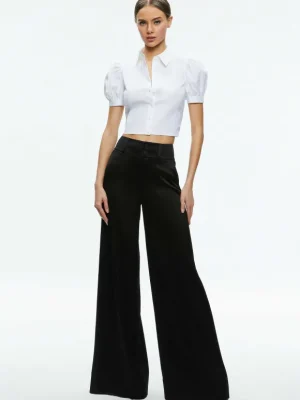 Willa Cropped Puff Sleeve Button Down | Alice and Olivia Flash Sale
