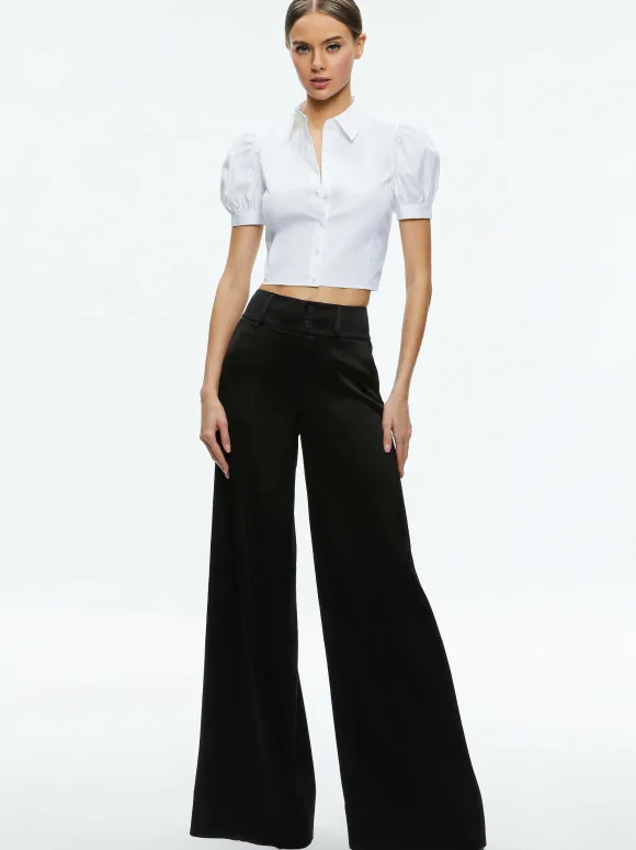 Willa Cropped Puff Sleeve Button Down | Alice and Olivia Flash Sale
