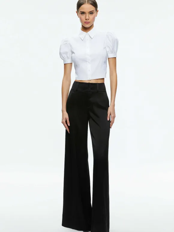 Willa Cropped Puff Sleeve Button Down | Alice and Olivia Flash Sale