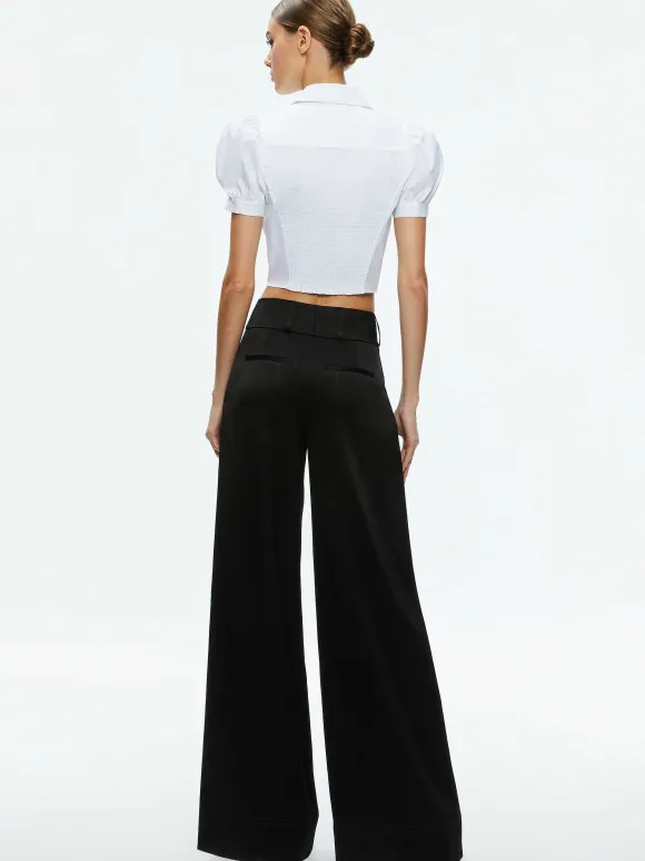 Willa Cropped Puff Sleeve Button Down | Alice and Olivia Flash Sale