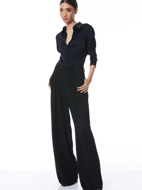 Willa Fitted Placket Top | Alice and Olivia Shop
