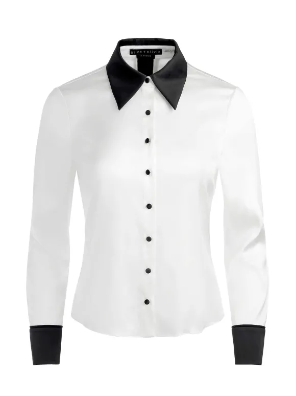 Willa Fitted Placket Top | Alice and Olivia New
