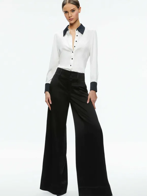 Willa Fitted Placket Top | Alice and Olivia New