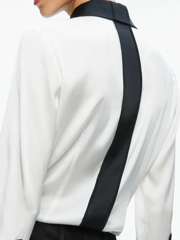 Willa Fitted Placket Top | Alice and Olivia New