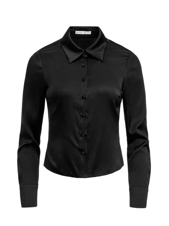 Willa Fitted Placket Top | Alice and Olivia Shop