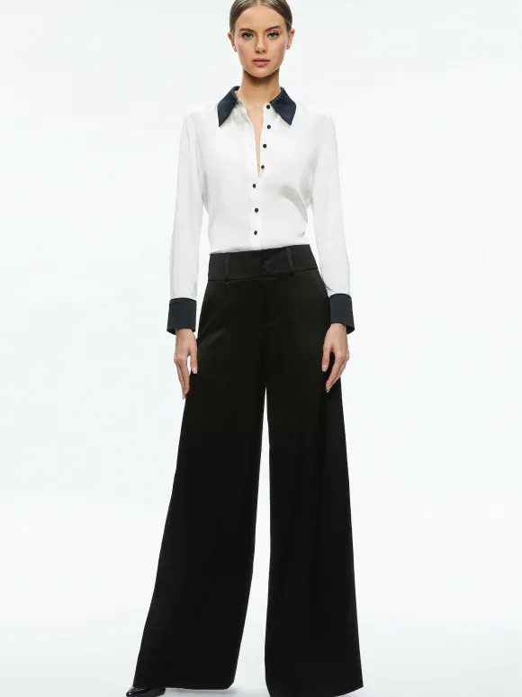 Willa Fitted Placket Top | Alice and Olivia New