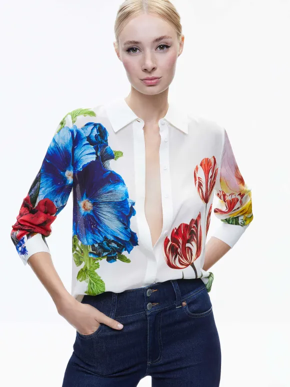Willa Placket Top | Alice and Olivia Shop