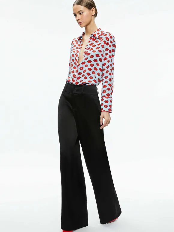 Willa Placket Top With Piping | Alice and Olivia Discount