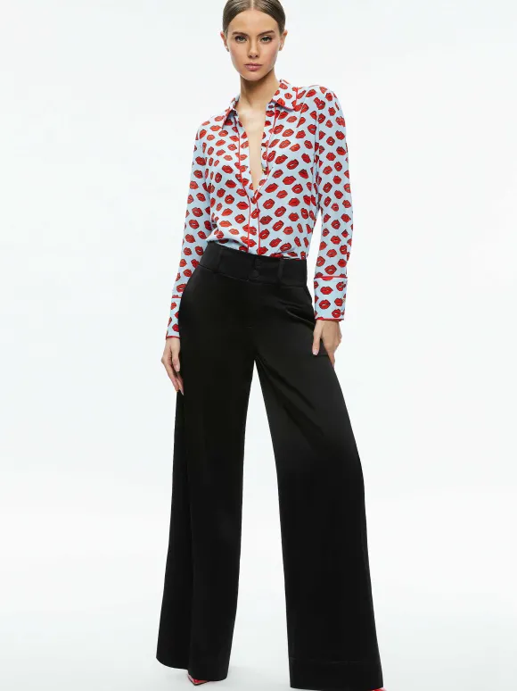 Willa Placket Top With Piping | Alice and Olivia Discount