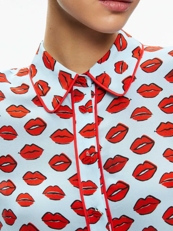 Willa Placket Top With Piping | Alice and Olivia Discount