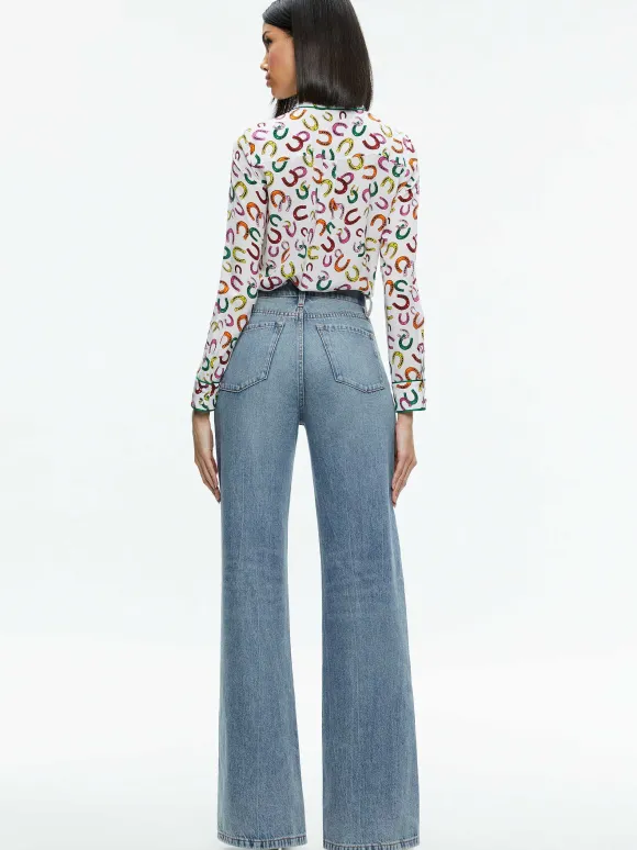 Willa Placket Top With Piping | Alice and Olivia Best Sale