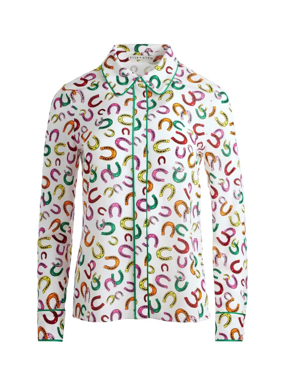 Willa Placket Top With Piping | Alice and Olivia Best Sale