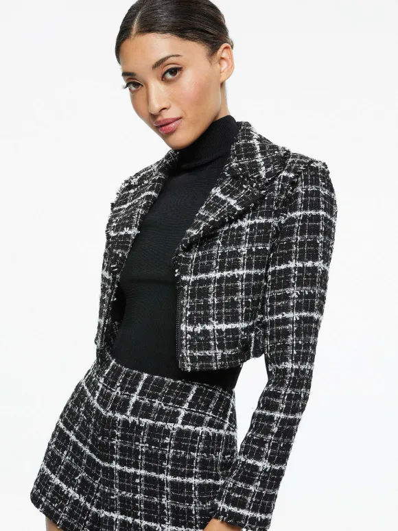 Yardley Cropped Fray Hem Jacket + Donald Tweed Short | Alice and Olivia Best