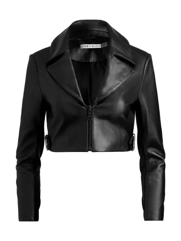 Yardley Leather Cropped Jacket | Alice and Olivia Best Sale