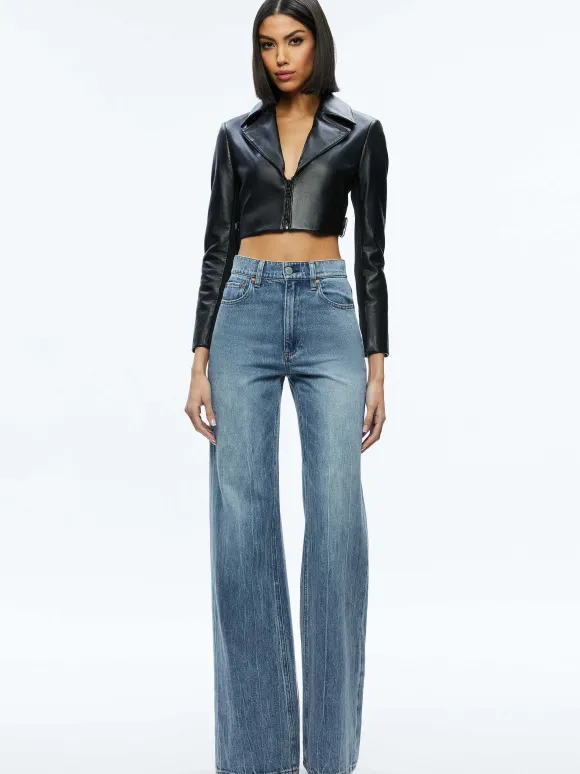 Yardley Leather Cropped Jacket | Alice and Olivia Best Sale