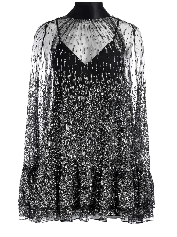 Zenon Sequin Cape Mini Dress | Alice and Olivia Fashion
