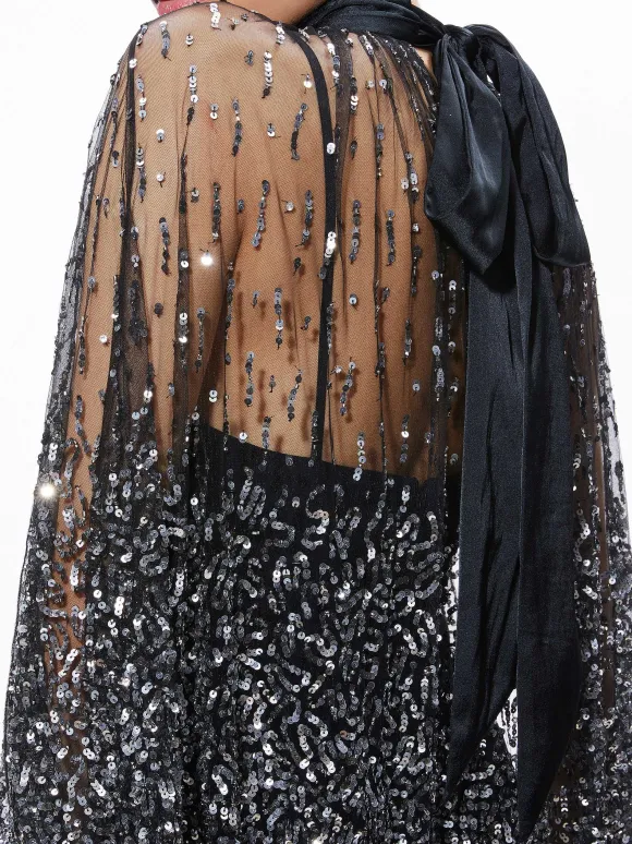 Zenon Sequin Cape Mini Dress | Alice and Olivia Fashion